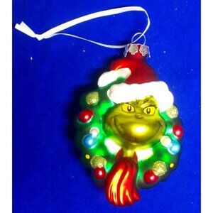 The Grinch Christmas Ornament Blown Glass 4.5" Hallmark Dr Seuss Boxed 2022 NEW